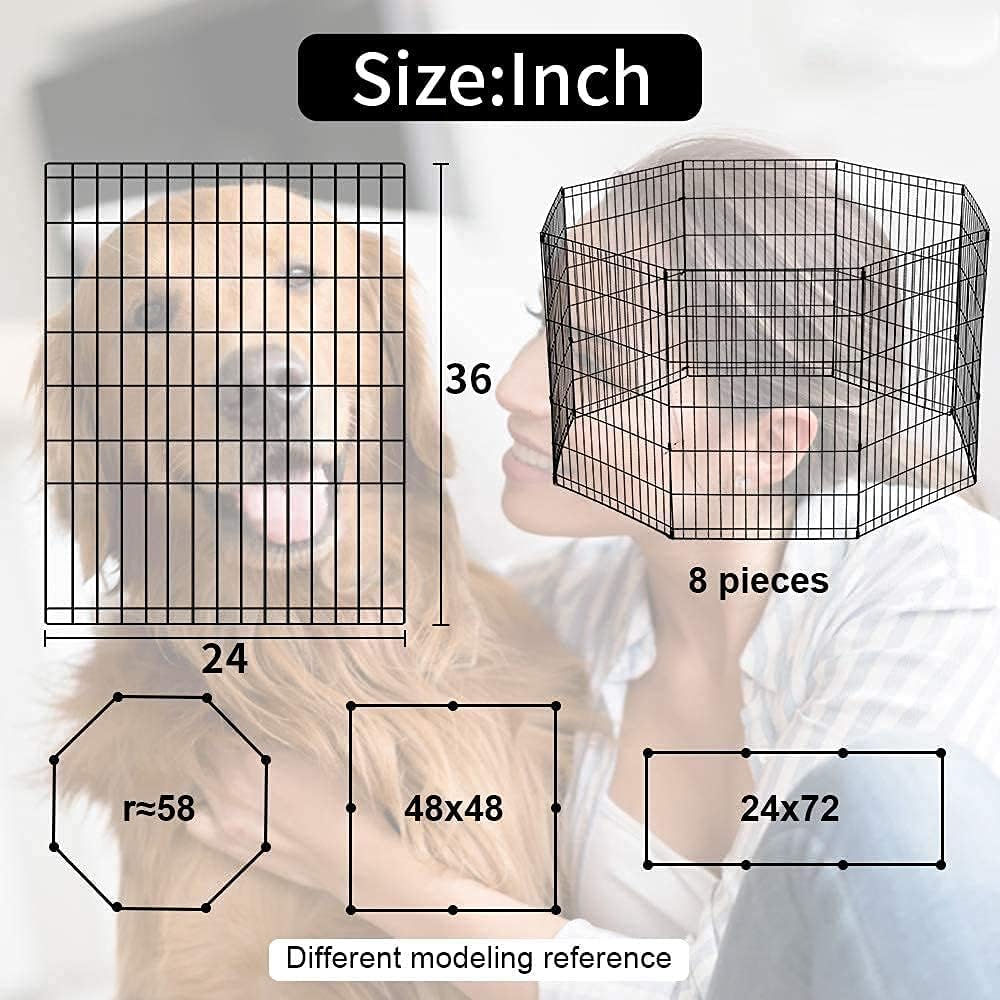 Dog Playpens for the House,Dog Fence Outdoor,Dog Fence Outdoor,Puppy Playpen for Small Dogs,Portable Foldable Dog Outdoor Playpen Metal Wire Pet Exercise Pen Fence Enclosure for Cats,Dogs,Rabbits,36''