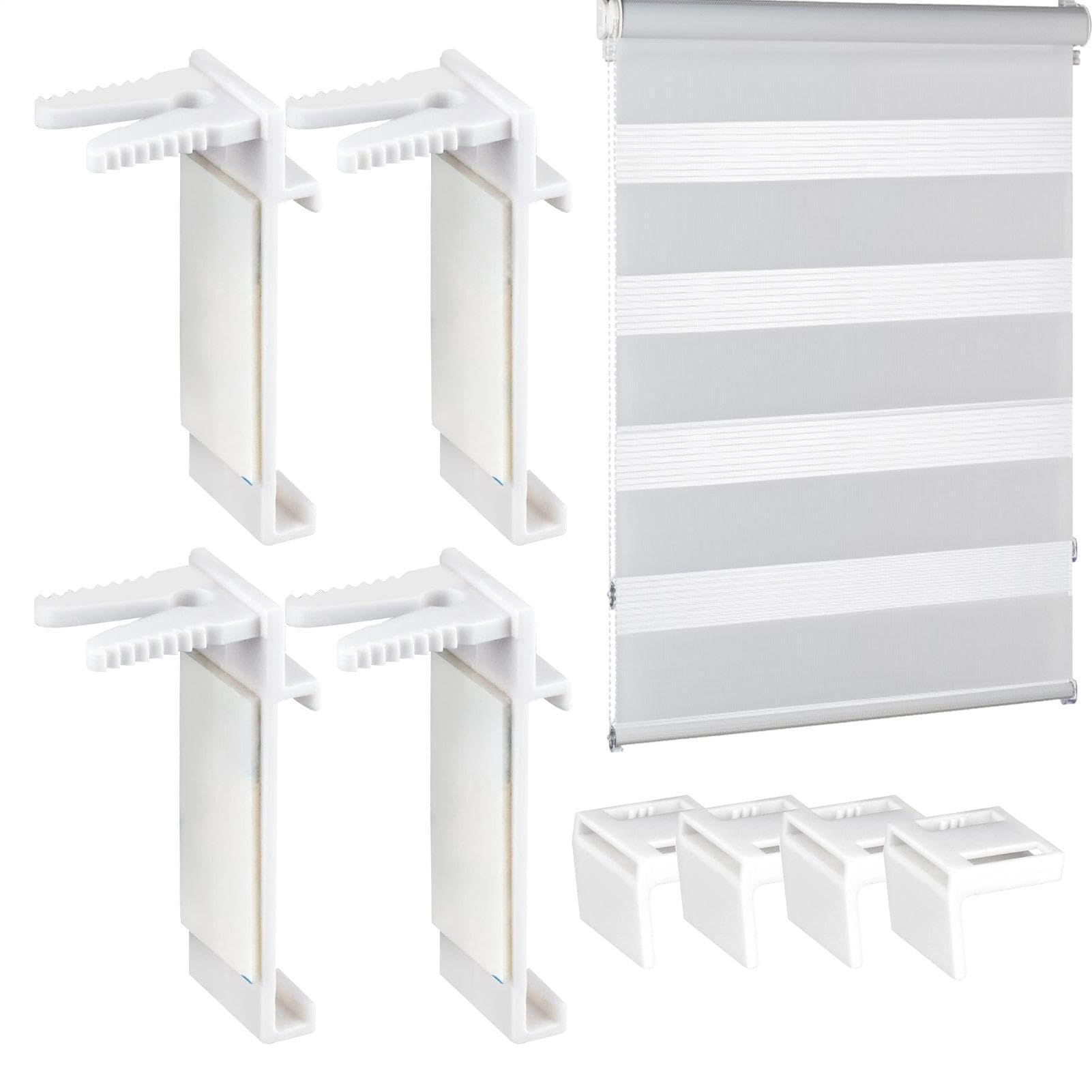 Imtrub 4Pcs Hold Down Bracket,White L-Shaped Roller Blind Clamp | Accessory No Drilling Required, For Shades, Horizontal Blinds, Zebras Blinds