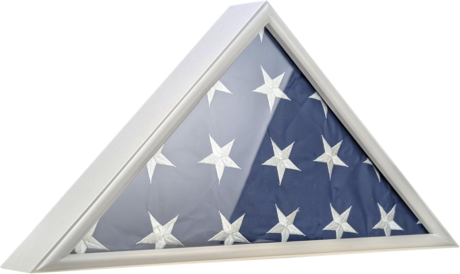 Creations 5' x 9.5' American Veteran Burial Flag Display Case Solid Wood Rustic Brown Frame Glass Front Wall Mount or Standing, Memorial Shadow Box Military Uniform Display