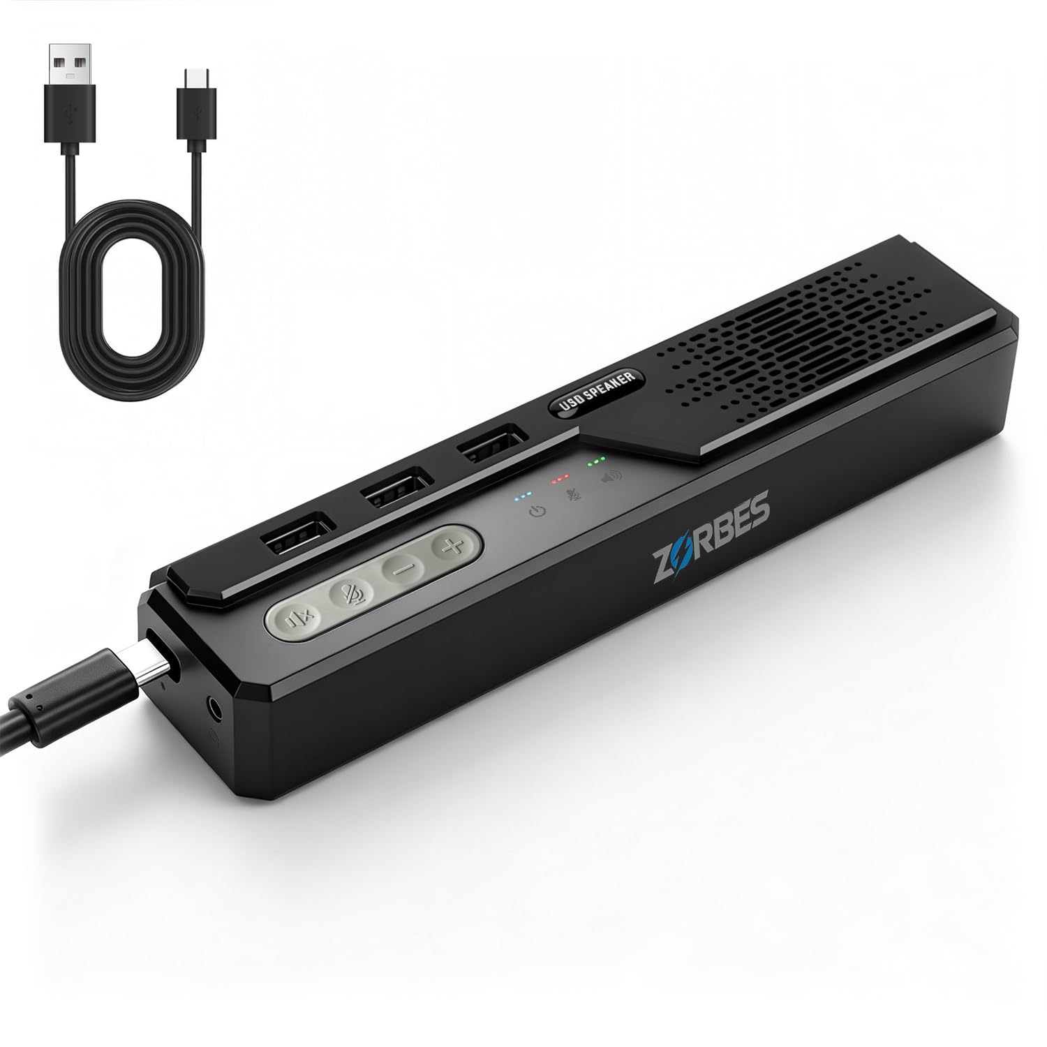 ZORBES® 3 in 1 USB Computer Speaker with Microphone Conference Speaker with 360 Degree Voice Pickup and USB Hub PC Laptop Desktop Conference Speaker for Home Office and Study-image-23
