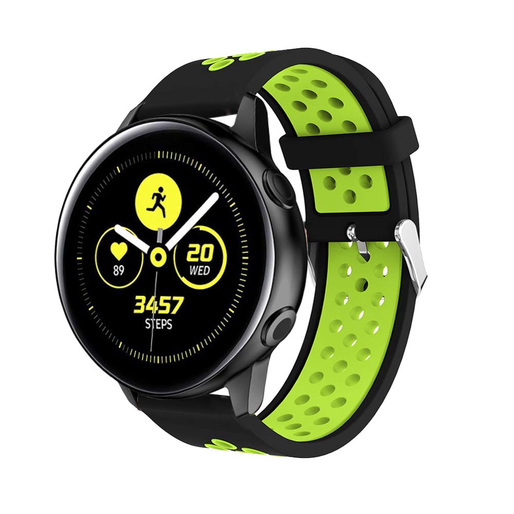 HappyTop Silicone Band Compatible for Samsung Galaxy Watch Active Sport Straps Round Hole Breathable