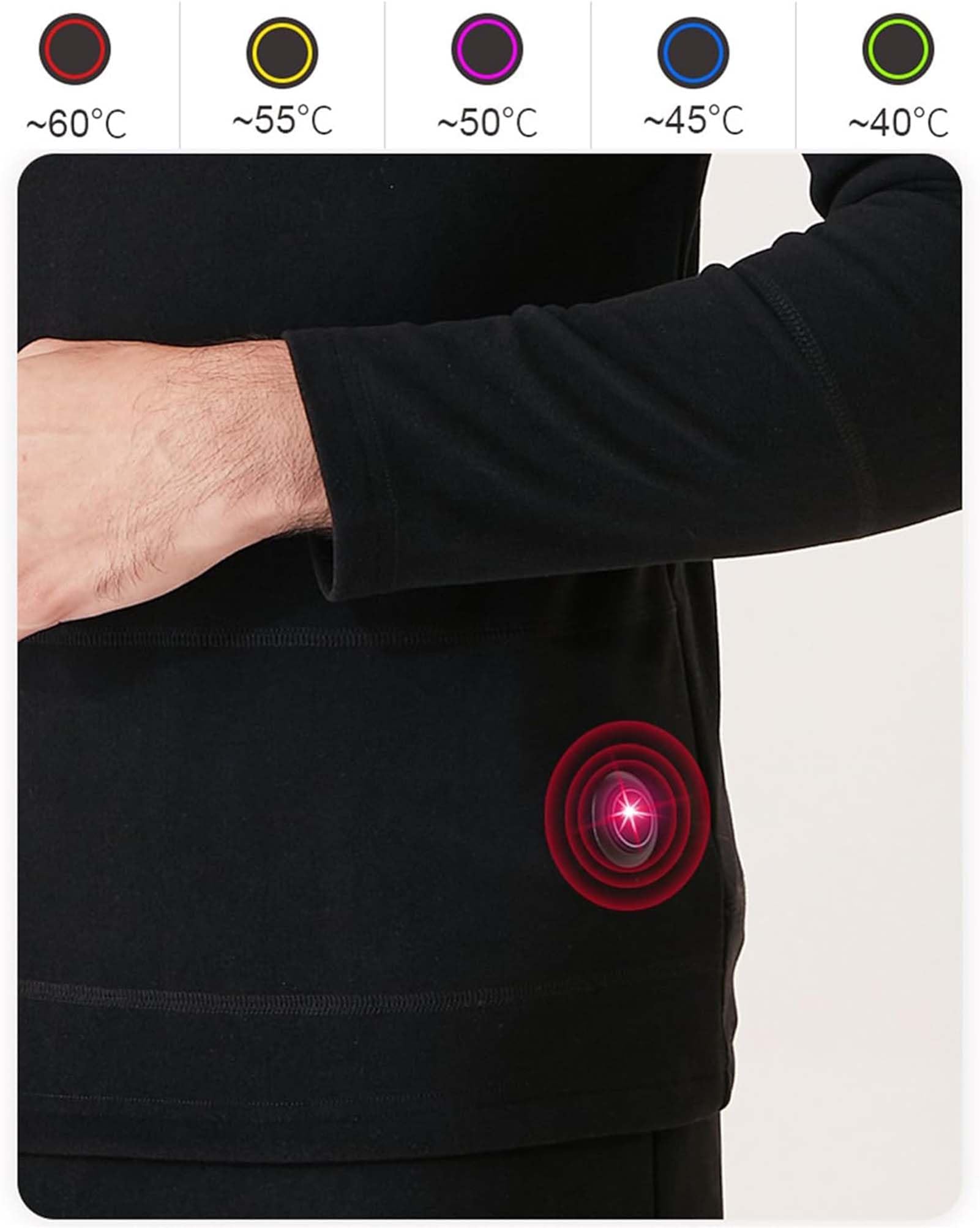 Ensembles De sous-Vêtements Thermiques Chauffants Contrôle du Programme APP 3 Réglages De Température Lavables Charge USB Chauffant sous Vetement Thermique pour l'hiver Unisexe,B,Pant