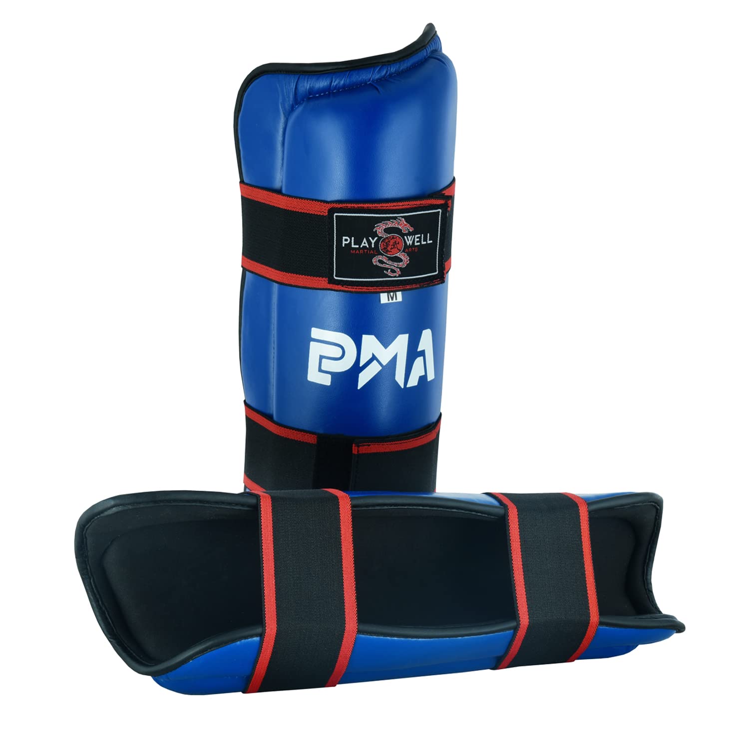Playwell Elite Schienbeinschoner für Kickboxen (Karate, Kung Fu, TKD), Blau