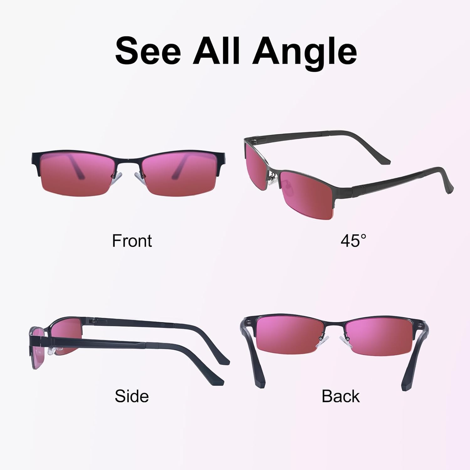 Red Green Color Blind Glasses, High Contrast Enhancement, for Daily Life, Driving, Work, Indoor & Outdoor Use for Men Women