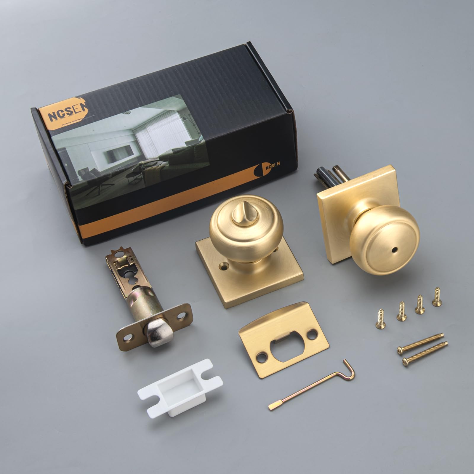 Gold Coastal Door Knobs with Lock - Privacy & Security -4