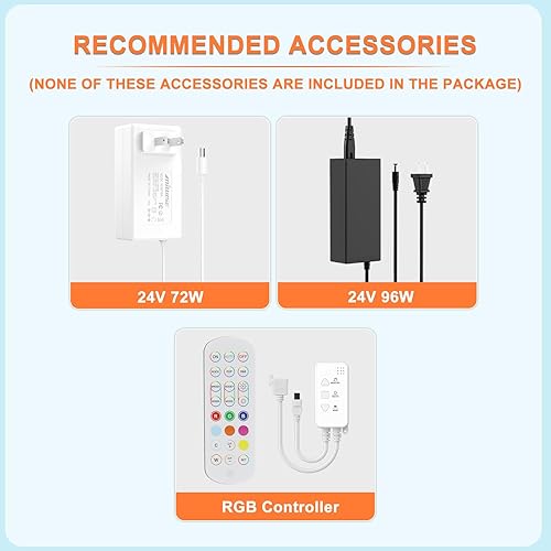 Miniatura 4 de MIWISE Tira de luz LED RGB COB de 20 pies20.0 ft, tira de luz regulable que cambia de color DC24V, cinta flexible multicolor de 0.394 in de ancho,