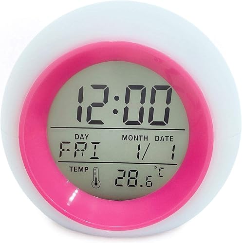 Reloj despertador para niños, modelo 2020, luz nocturna que cambia de color, detección de temperatura táctil de repetición para dormitorio de los