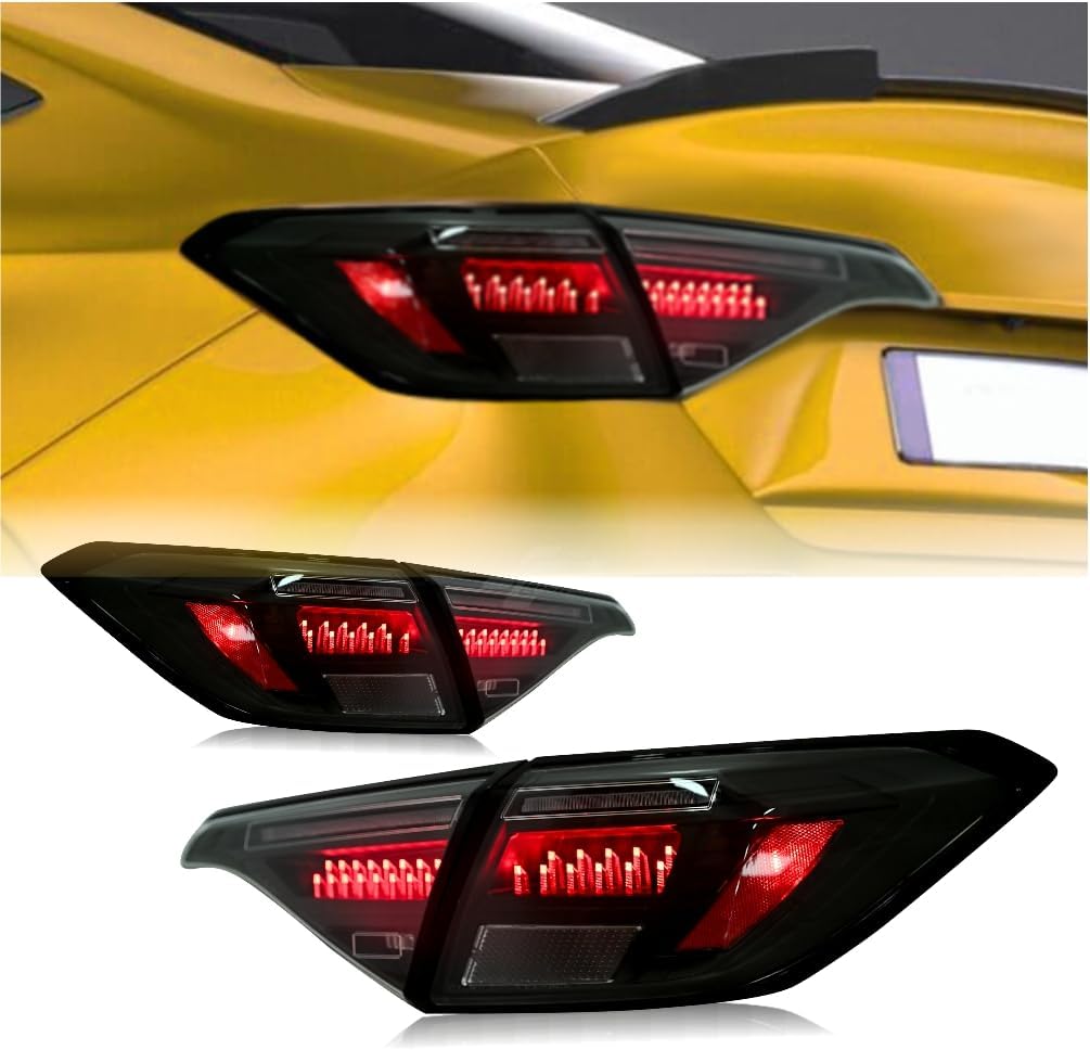 SONAR Full LED Taillight Assembly for 2021-2026 Honda Civic 4Door Sedan, with Sequential Turn Signal Light, Black Housing Clear Lens Rear lamp Light Guide Design