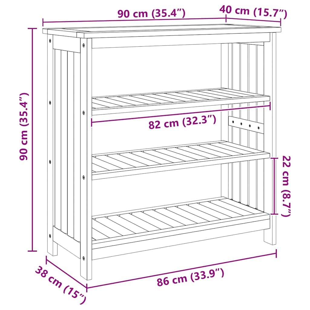 vidaXL Szafka ogrodowa Naturalny 90 x 40 x 90cm Lite Drewno Akacji, Ogród i taras, prostokątny, solidny kredens z akacji, nowoczesny, na narzędzia, meble odporne na warunki