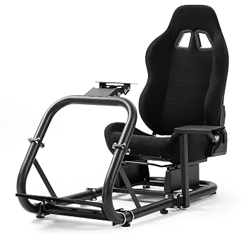 Minneer Immersive Drive Fly Simulator Cockpit with Black Seat Fit for Logitech G29 G920,for Thrustmaster T248 T300,for Fanatec Racing Gaming Steering Wheel Stand,Wheel Pedal Handbrake Not Included