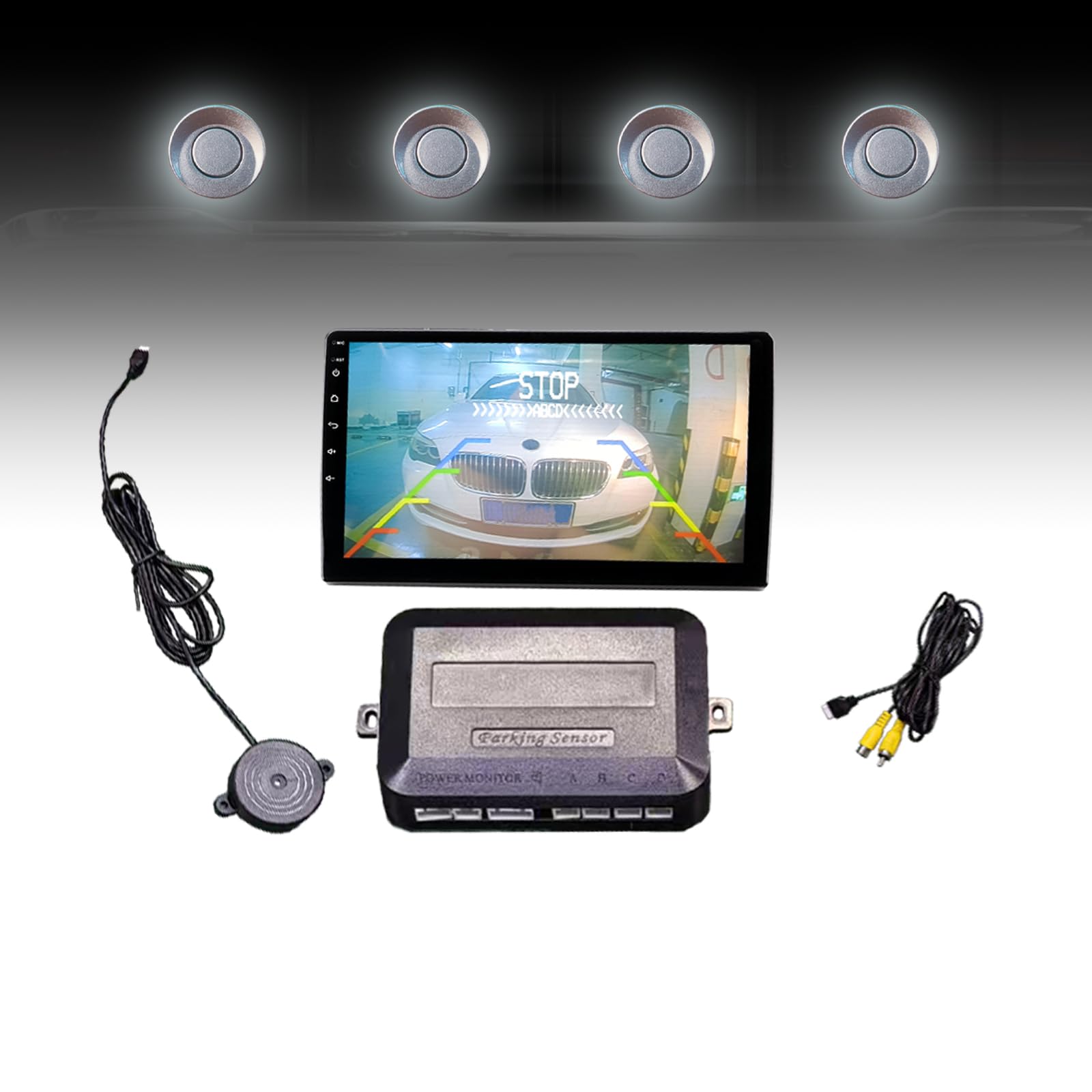 Parking Sensor Kit LCD - Displays Data on Original Screen, Easy Rear Installation, Compatible with CVBS Cameras (Not for AHD), 20 Probe Colors to Match Any Vehicle LightGrey