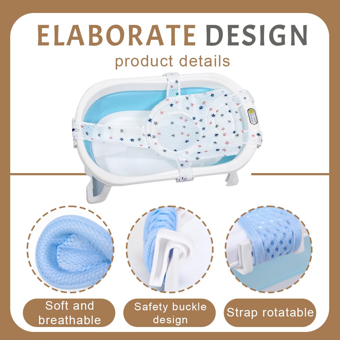 Hamac De Bain Pliable Pour Bébé - Coussin De Siège Antidérapant avec Filet De Bain - 0 À 36 Mois