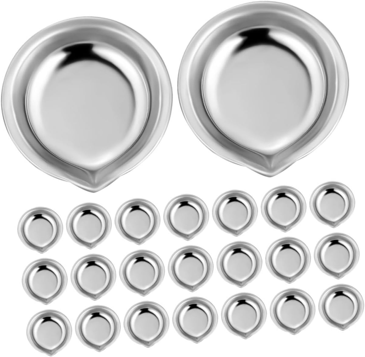NUOBESTY30pcs Stainless Steel Palette Small Round Paint Palette Watercolor Palette Tray Nail Polish Palette Color Mixing Palette Makeup Mixing Tray Make up Blending Plate Mixer Tray