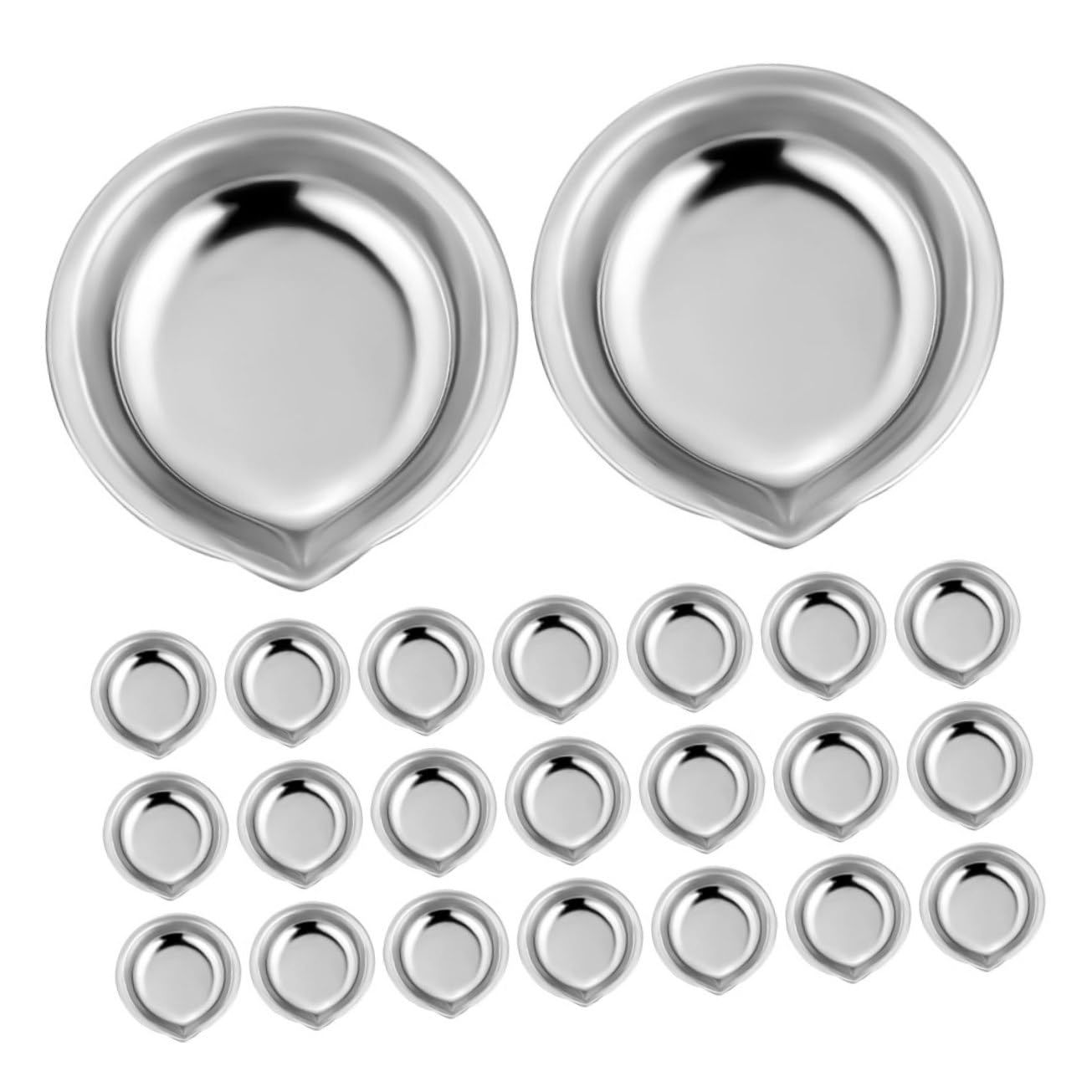 NUOBESTY30pcs Stainless Steel Palette Small Round Paint Palette Watercolor Palette Tray Nail Polish Palette Color Mixing Palette Makeup Mixing Tray Make up Blending Plate Mixer Tray
