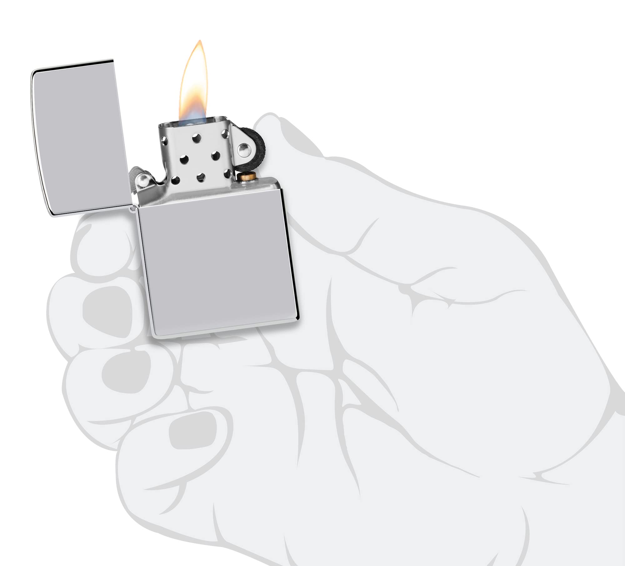 Zippo Encendedor a Prueba de Viento - Diseño de Llama - Cromo Pulido Alto - Recargable - Reutilizable - Diseño a Prueba de Viento - Caja de Regalo Hecho en EEUU - Exclusivo en Amazon - 5