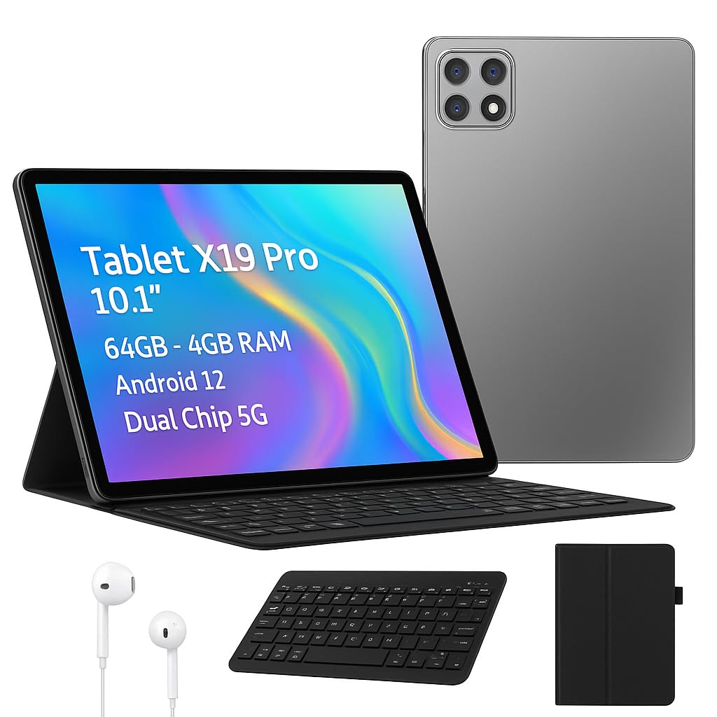 Tablet X19 Pro 10.1 Polegadas, 64GB + 4GB RAM, Android 12, Dual