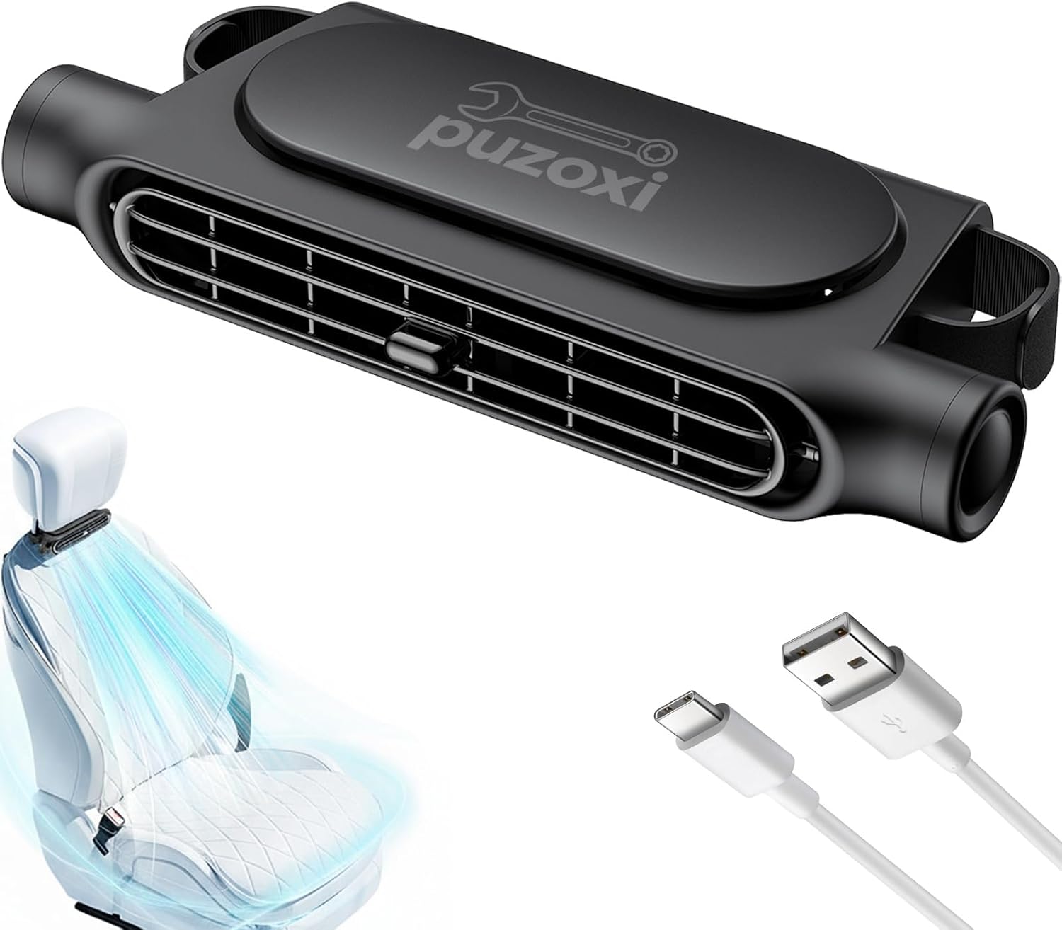 Car Seat Fan, Car Fans for Backseat for Kids, Mini Portable Battery Operated Driver and Passenger's Seat Baby Quiet Headrest Neck Cooling Fan with 3 Adjustable Wind Speeds for All Cars(Black)