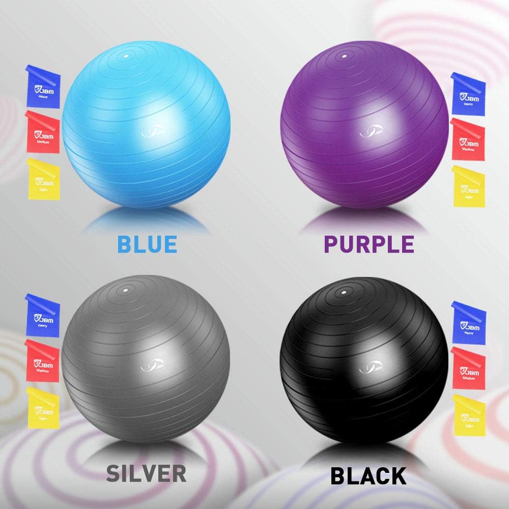🔥 JBM Exercise Yoga Ball with Free Air Pump 200 lbs Slip-Resistant Yoga Balance Stability Swiss Ball