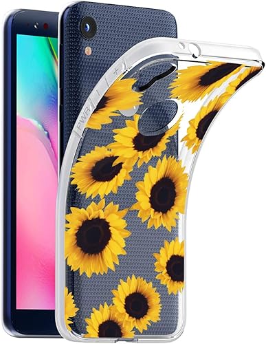 Miniatura 3 de Funda para Moto E6, para MotorolaE6 a prueba de golpes, transparente, floral, suave, flexible, TPU delgada, funda para Motorola Moto E6 2019 Girasol