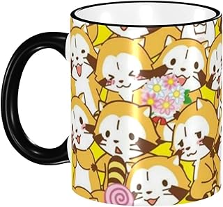 あらいぐまラスカル マグカップ コーヒーカップ コップ 陶器 電子レンジ対応 おしゃれ 大きめ 人気 大容量 330ml アニメ グッズ 雑貨 贈り物 Black
