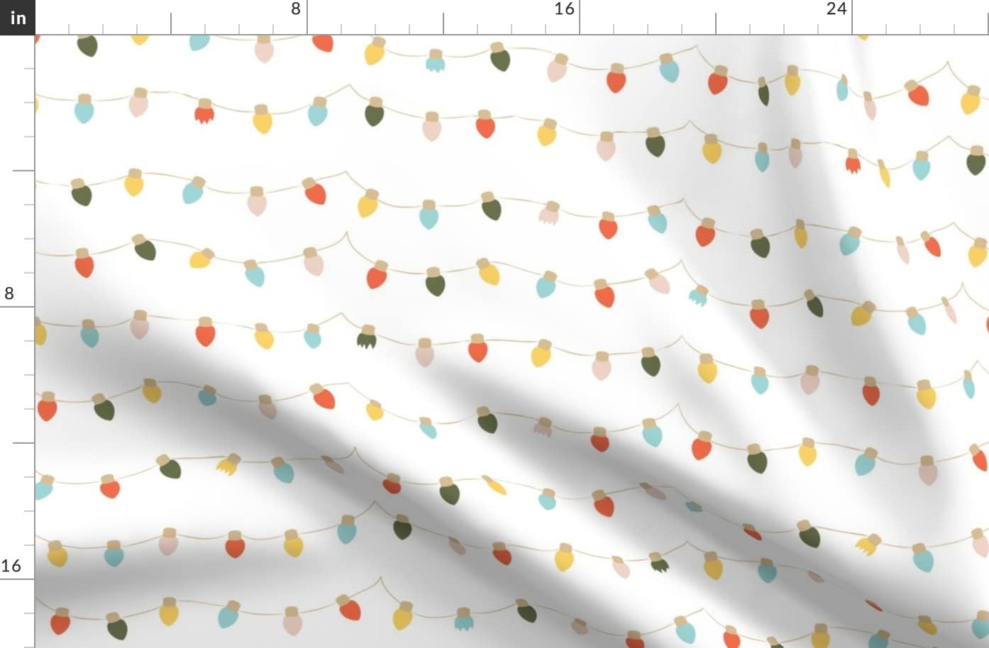 Spoonflower Fabric - Retro Lights Large Vintage Christmas Holiday Colorful Festive Printed on Organic Cotton Sateen Fabric by The Yard - Sewing Quilting Apparel Home Decor