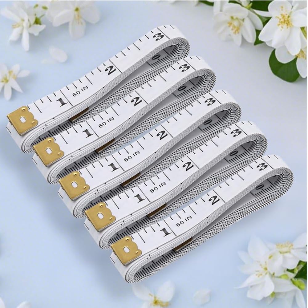 Soft Tape Measure Double Scale Body Sewing Flexible Tailor Craft Vinyl Ruler White 5 Pack