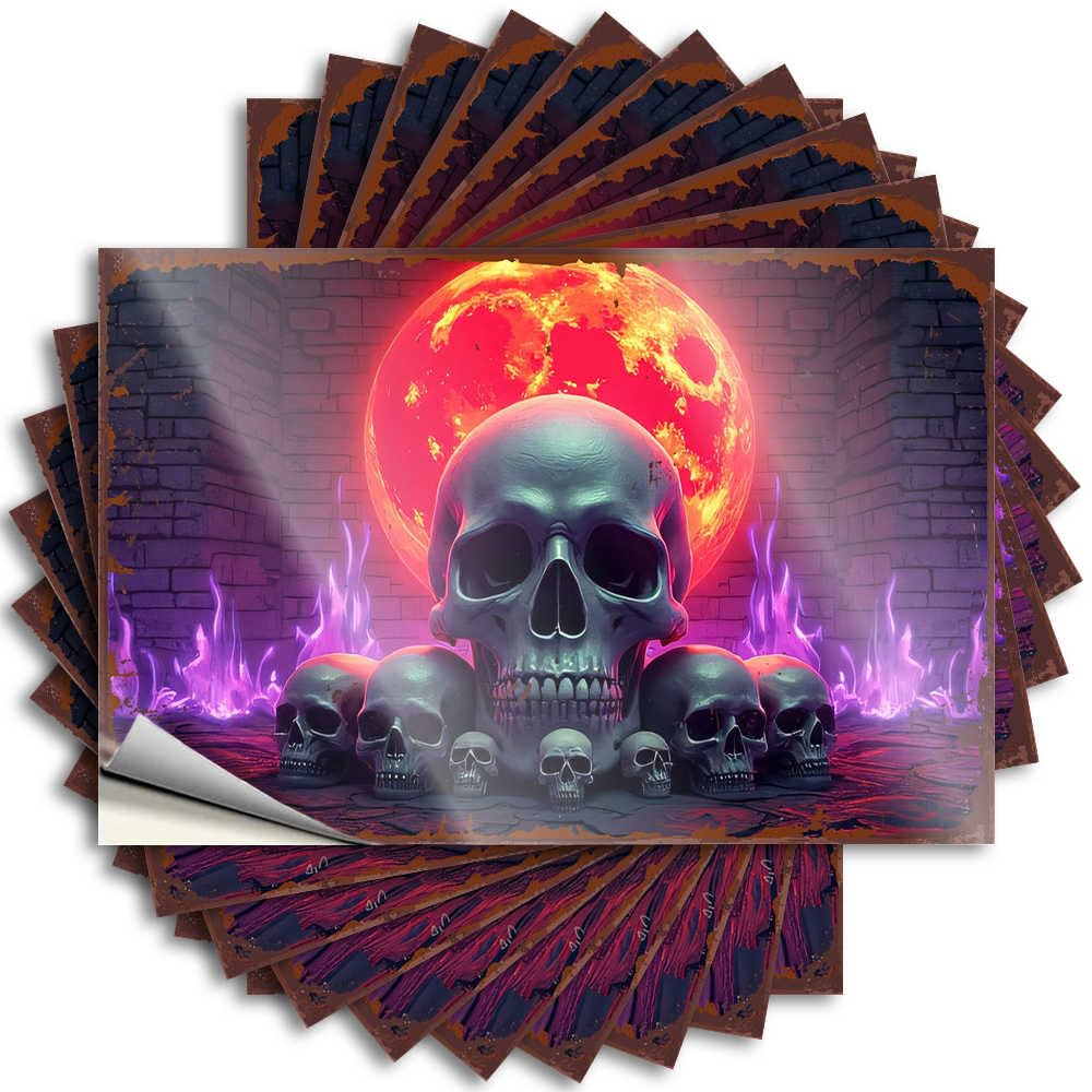 Happy Halloween Spooky Halloween Skulls Cool Bar Accessories and Decor - Bumper Bottle Removable Vinyl Decal(8X12CM)