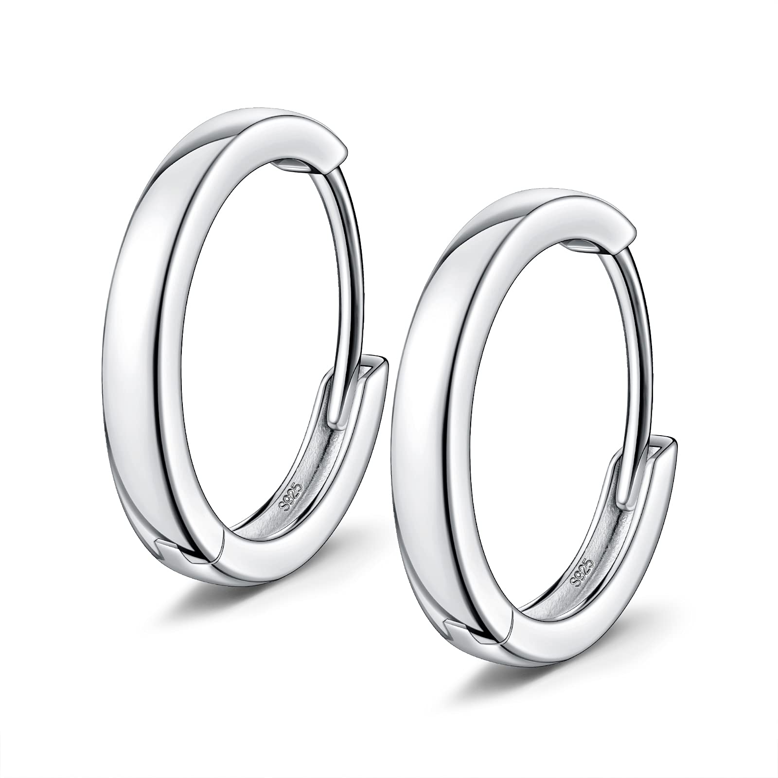 ANNA NUCCIPendientes Aros Mujeres, Pendientes de Plata de Ley 925 Regalos del Día de la Madre, Pendientes Aros Pequeños para Ella/Amiga/Mamá Diámetro 10/12mm Blanco/Rosa/Oro 14K, Caja de Joyas