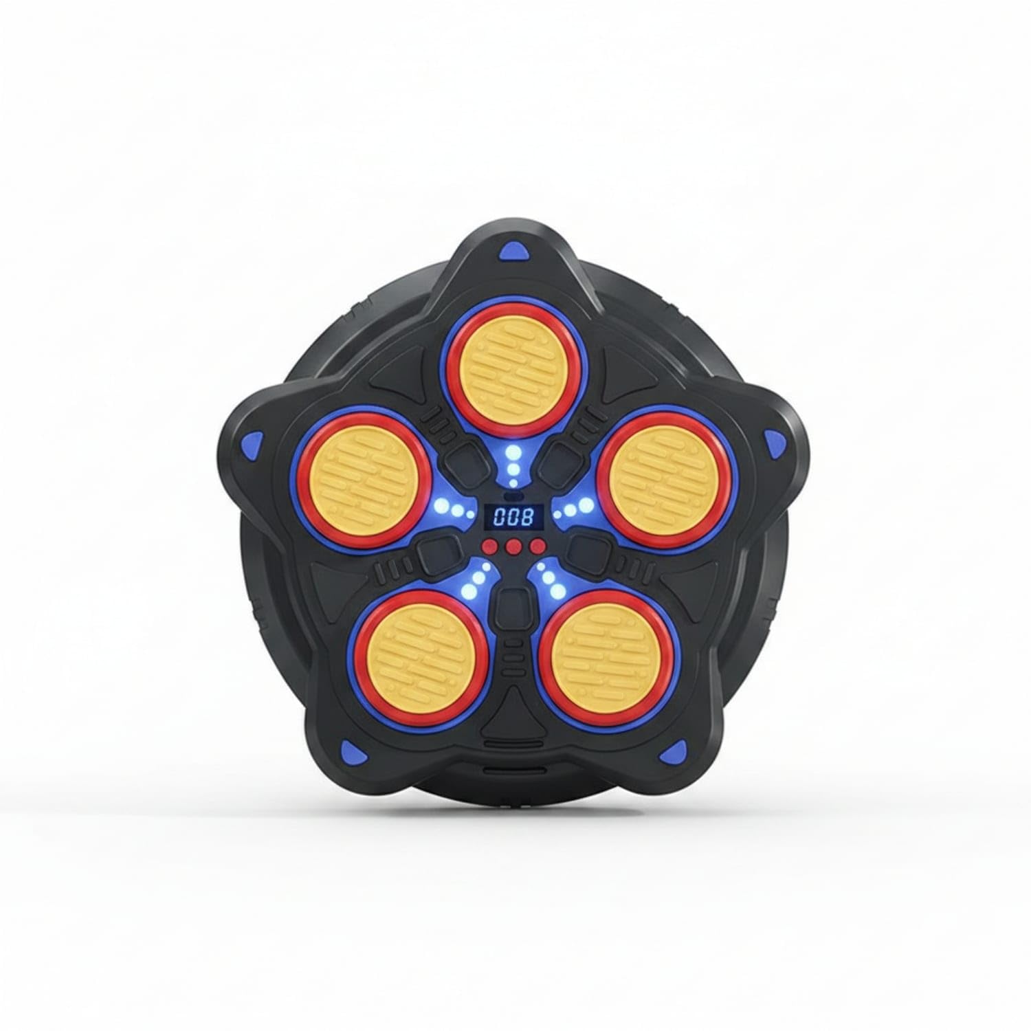 five pads smart music boxing target digital counter | wall-mounted boxing target sound and lights interactive punching game adjustable speed for home, black, 5 keys w gloves