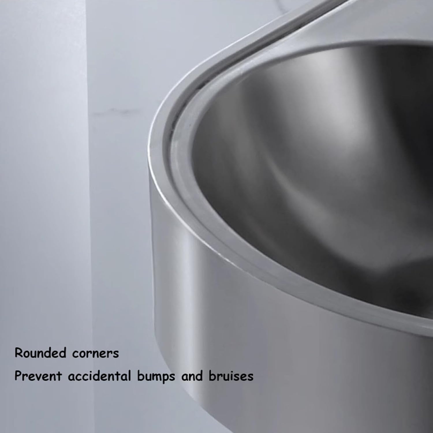 Wash Sink with Hot and Cold Water Faucet, Bathroom Vessel Sink Stainless Steel Wall Mount Corner,Stainless Steel Colour,Stainless Steel Colour-