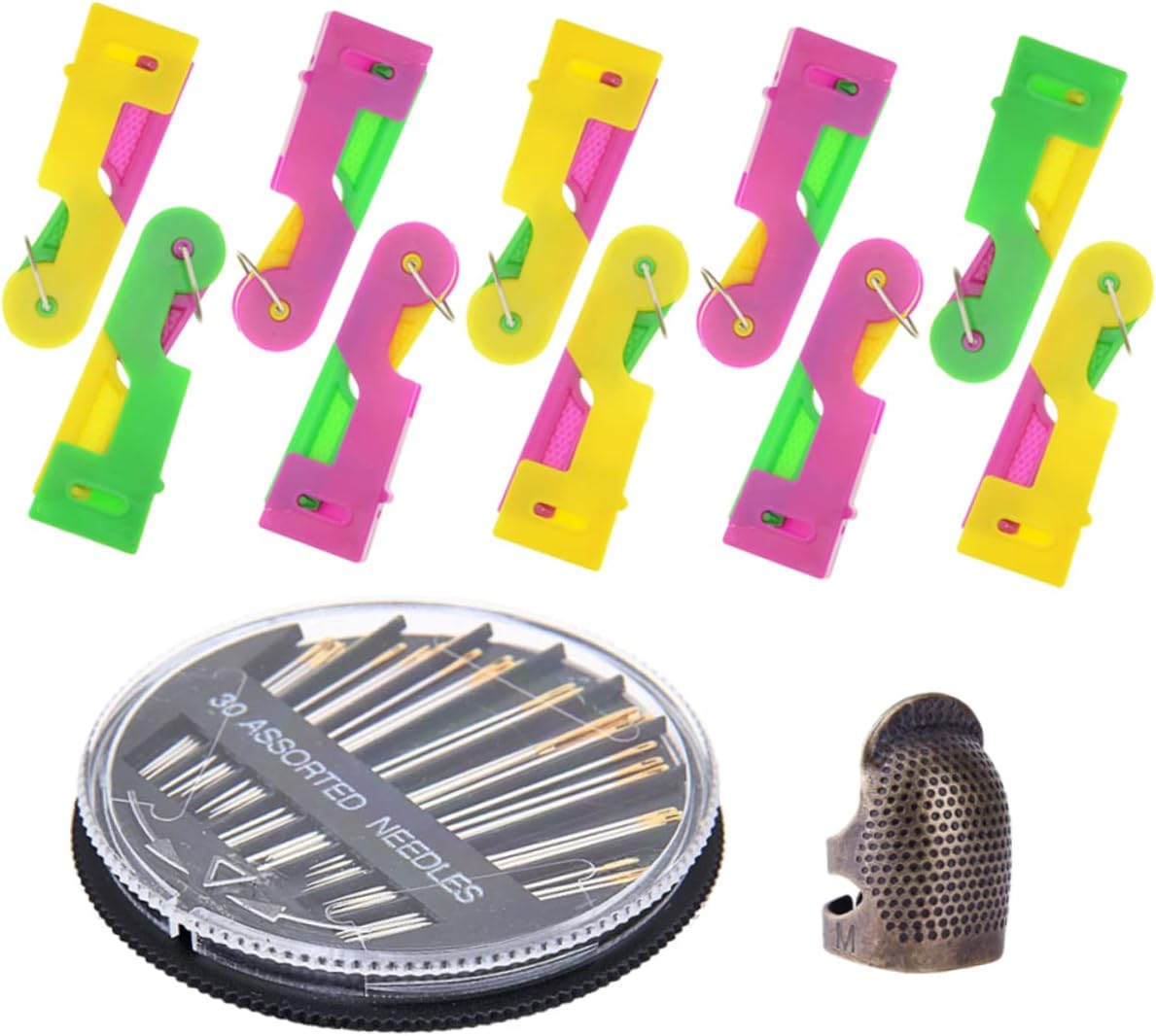 DOITOOL 2 Sets Automatic Threading Device Sewing Machine Needles Needle Threader for Sewing Machine Automatic Needle Simple Finger Kit Embroidery Needle Threader Stitch Random Color