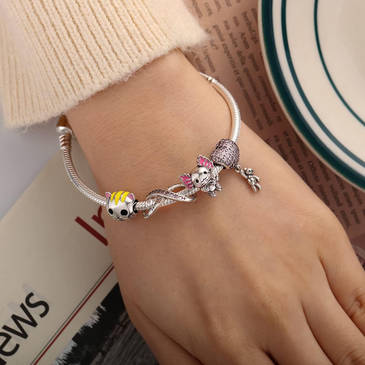 XinYouZhi Animal S925 Sterling Silver Bead Charms for Bracelets with Cubic Zirconia for Jewelry Making Birthday Valentines Day Charms for Women - Image 2
