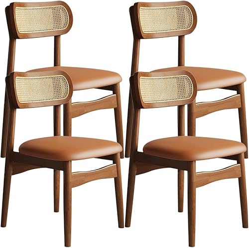 Miniatura 47 de YVYKFZD Sillas de comedor de madera maciza, juego de sillas de cocina sin brazos, silla de comedor con respaldo de ratán, silla lateral cómoda