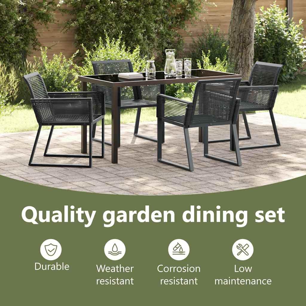 vidaXL Set da Pranzo per Giardino 5 PCS Nero, Set Moderno da Giardino e terrazza, arredo Esterno Resistente ai Raggi UV, Tavolo Anti-maltempo