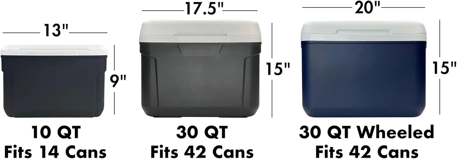 Hard Side Cooler, 30 Quart, 42-Can Capacity, Gray