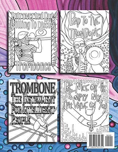 Trombone Coloring Book: A Beautiful Teens and Adult Coloring Book of Trombone Instruments for Relaxation and Meditation