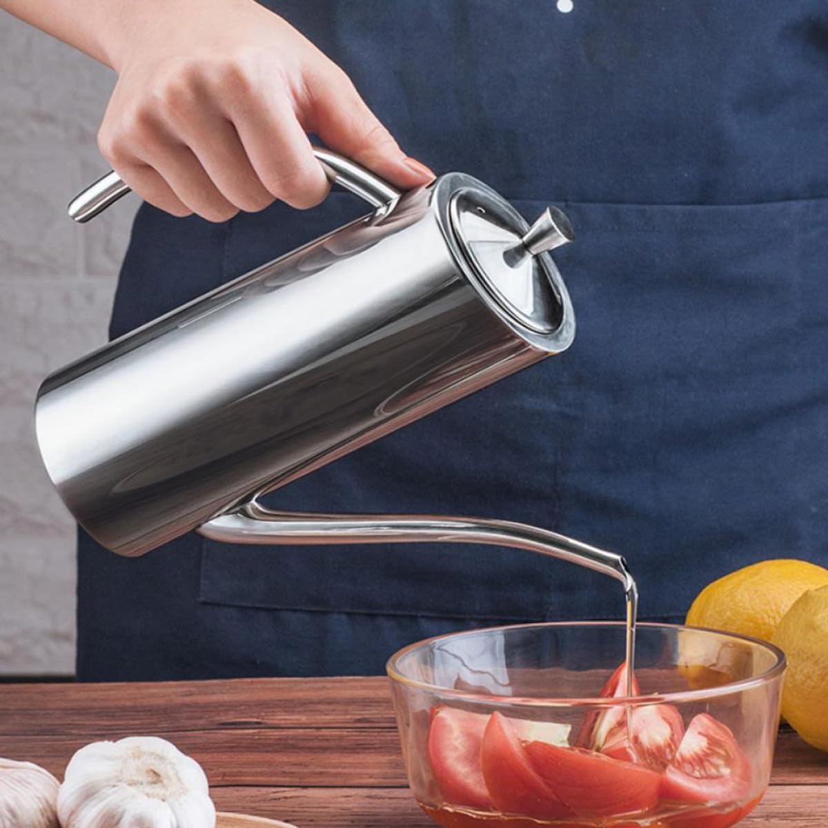 Dispenser Contenitore in Acciaio Inossidabile per Olio da 500ml Anti-goccia Controllo Olio per Condimenti Liquidi per Cucina e Uso Domestico
