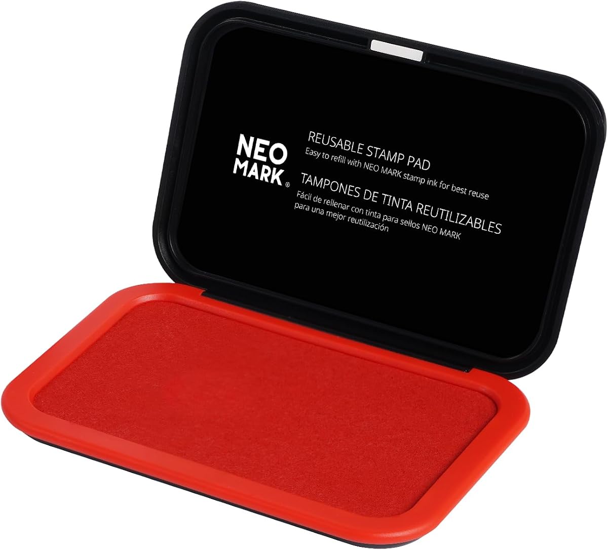 Almohadilla para sello mediana, 2,8" x 4,4", almohadilla de tinta de fieltro denso, rojo | Impresiones preentintadas, nítidas y claras, tinta de secado rápido, tapa magnética recargable, para sellos de caucho, madera, huellas dactilares y manualidades