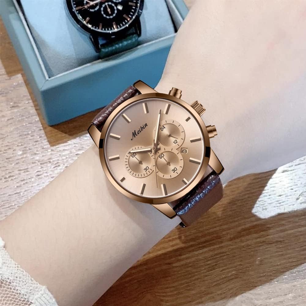 Leather Strap Waterproof Watch for Women - Quartz Casual Chronograph With Calendar - Women's Wrist Watch - Image 2