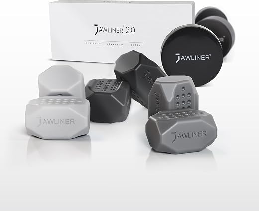 Jawliner® Jaw Exerciser Set für Männer & Frauen – Jawline Trainer mit 3 Widerstandsstufen – Doppelkinnreduzierer – 100% lebensmittelechtes Silikon…