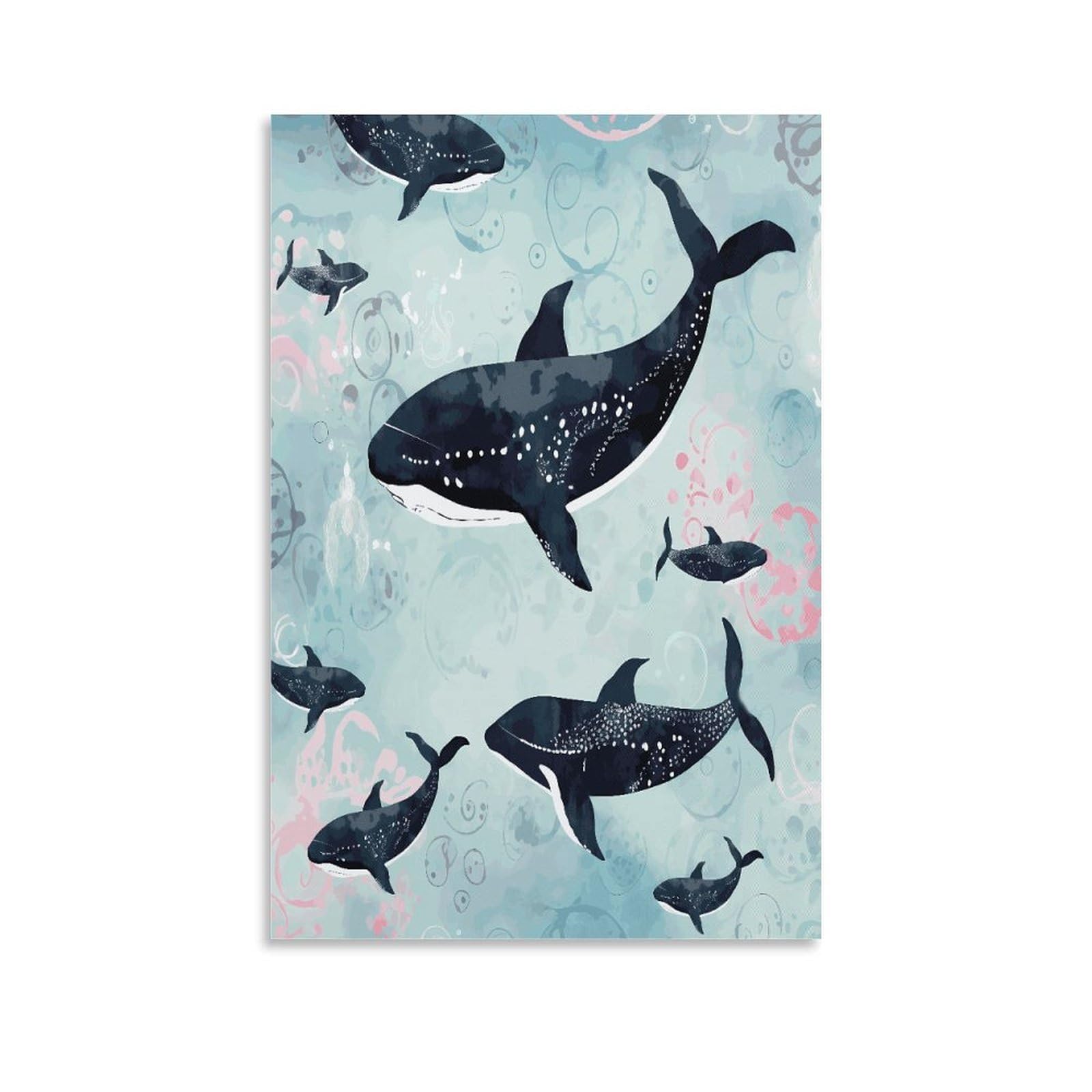 LDGSUPH Whale Canvas Wall Art Prints Hangable Decor Painting for Wall Prints Painting Artwork Modern Decorative Artwork Ready to Hang Wall Pictures for Home Decor 24x36inch(60x90cm)