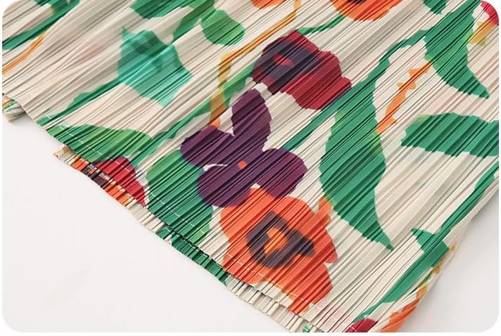 materasu Women Pleated Midi Skirt: High Waist Casual A-Line Floral Print Skirt for Work,Travel,Daily Wear - Image 9