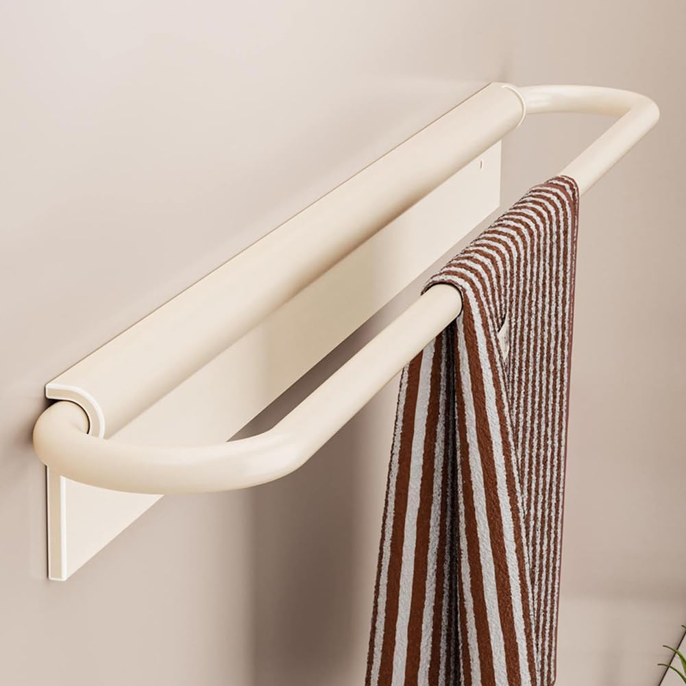 LMYSXAOZ Foldable No-Drill Towel Rack, Rust- Aluminum Wall Mounted Holder, Space Saving Bathroom Storage Solution