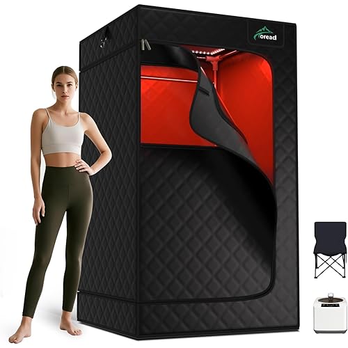 TOREAD Saunas Upgraded Infrared Steam Sauna for Home with Steamer, Foot Massage pad,Remote Control, Folding Chair, 9 Levels,Durable& Easy Storage,2.95’ x 2.95’ x 5.25’