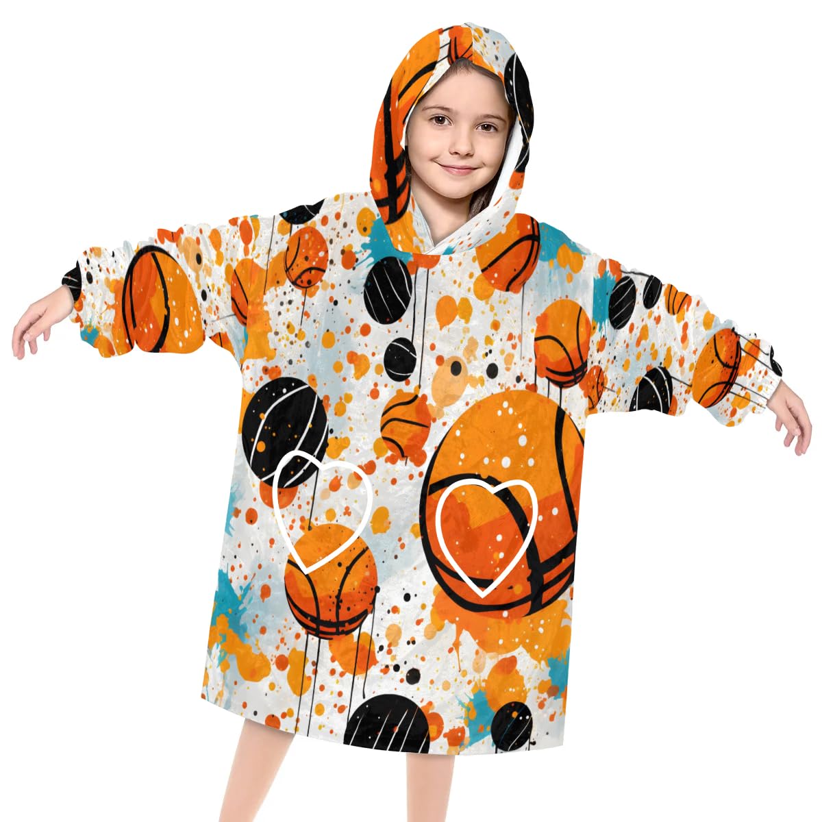 Wearable Blanket Hoodie for Kids, National football Fleece Sweatshirt Blanket Oversized Blanket Sweatshirt with Pocket Flannel Warm Hooded Blanket 6-10 Year Old Girl Boy Gift, One Size