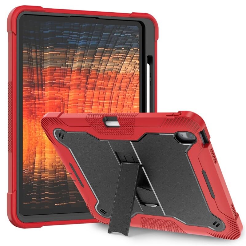 Coque rigide iPad Air 11 M2 2024 silicone triple couche protection rouge