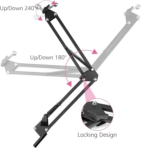 Miniatura 3 de Soporte de montaje para teléfono ChromLives Soporte de video para teléfono, brazo articulado, soporte de teléfono con base ajustable de 360 para