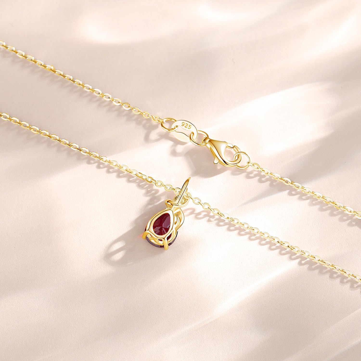 FANCIME Solide 14 Karat 585 Gelb Gold Anhänger Kette mit Tropfen Amethyst/Aquamarin/Smaragd/Rubin/Saphir/Opal und echt Diamant Geschenk Schmuck für Damen, 925 Silber Kette: 40 + 5 cm