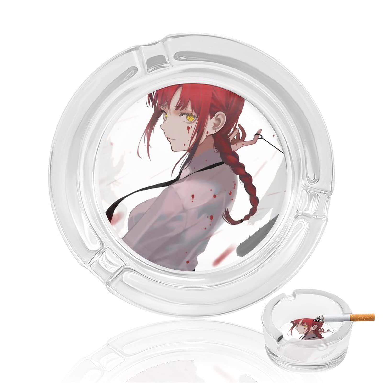 Amazon.co.jp: ガラス灰皿 マキマ チェンソーマン 卓上灰皿 透明 はい