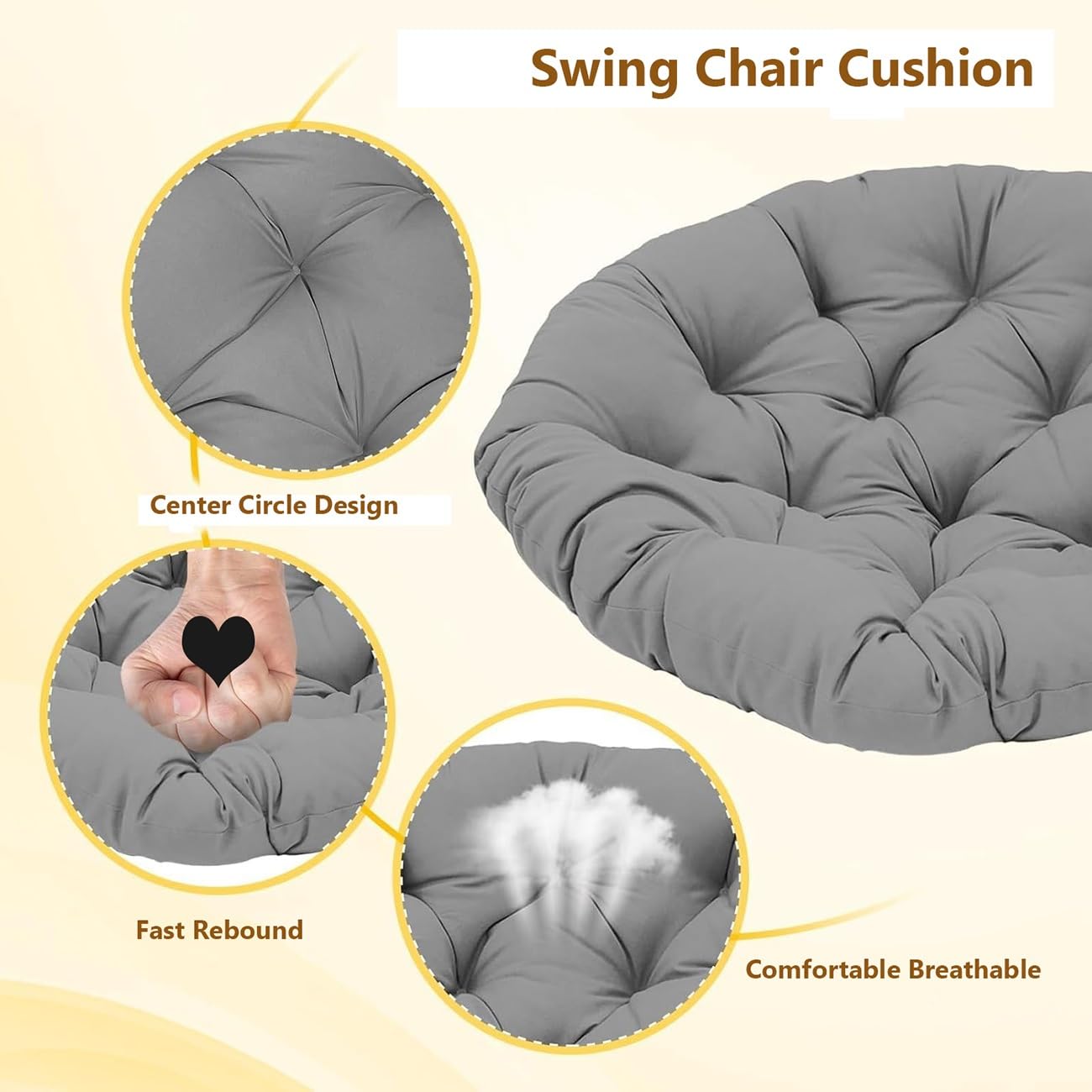 Coussin de Fauteuil Papasan siège Rond Polyvalent for Fauteuil Papasan, Coussin Fauteuil rotin, Rond Coussin de Chaise, Usage intérieur/extérieur(White,90cm)